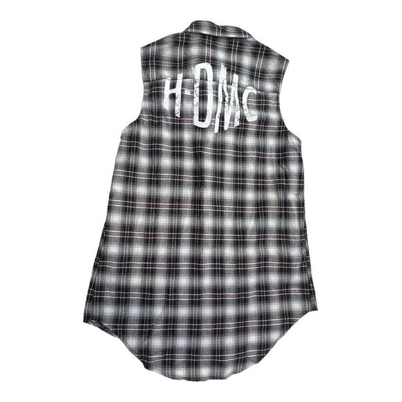 Harley Davidson Women's HDMC Sleeveless Plaid Button Down Shirt Black Medium NWT - Picture 7 of 11